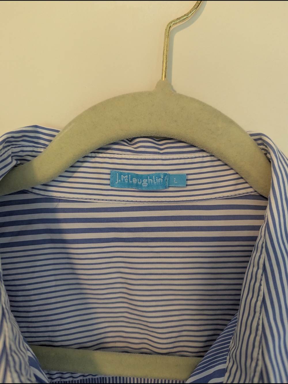 J. McLaughlin Blue Multi-Stripe Button Down Shirt - Picture 4 of 4